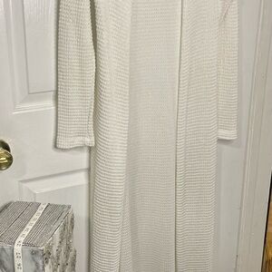 Bright White Long Knit Cardigan Sweater